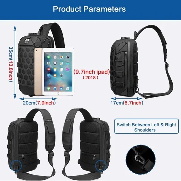 Sling Backpack USB Anti-Theft Men'S Chest Bag Casual Shoulder Bag